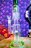 16” Rock Glass Dual Perc Hourglass Waterpipe Green Accents-RS332