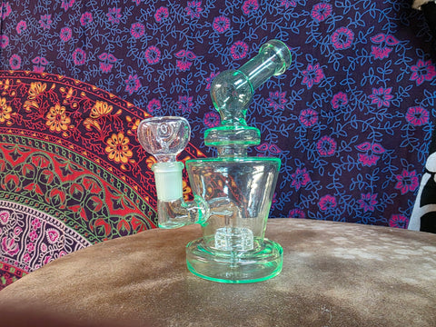 6.5" Neon Green Glass-Bent Neck-Single Perc Waterpipe-GWP604C
