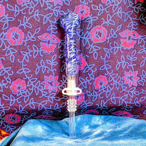 Nectar I/O Straw with 10MM Tip-Blue/White Swirl-V1037N