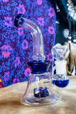 6” True Glass Single Perc Bent Neck Waterpipe-Blue Accents-GWP182
