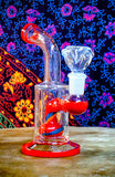 6"  Bent Neck Waterpipe Red Multi Colored Perc-GWP192