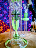 14” Glass Dual Perc Waterpipe w/Greens Accents-RS556