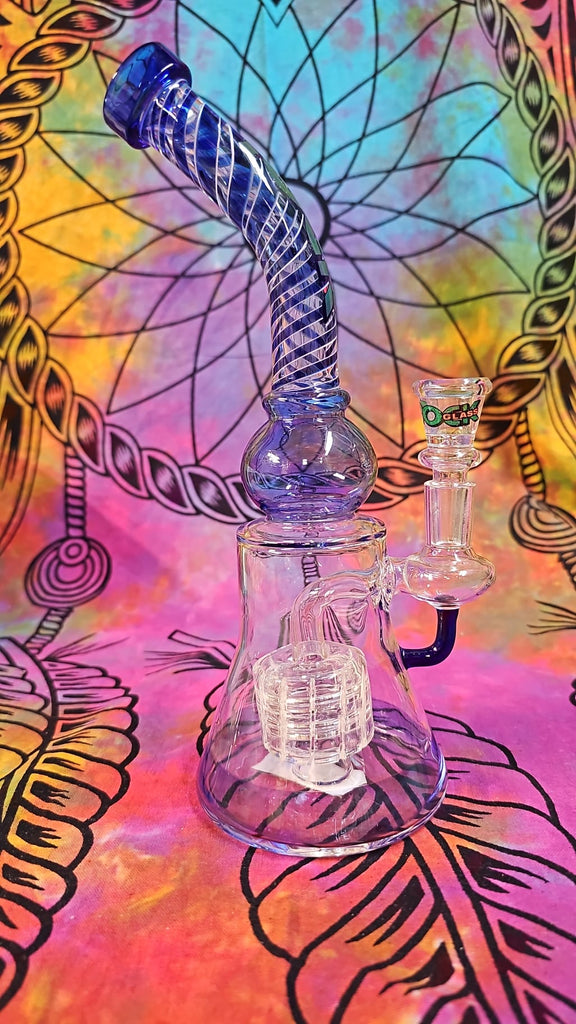10" Rock Glass Beaker Waterpipe w/.PercBlue Happy Trails Inc & Joe's