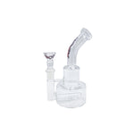 7" Bent Neck Clear Rock Glass Cake Style Waterpipe-RS364