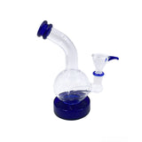 7" Rock Glass- Bubble Base Waterpipe-Blue Accents