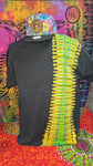 Tie Dyed Twice T-Shirt-Yellow & Green Side Accordion-Black Background- Size EXTRA Large