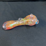 5” glass hand pipe pink/orange/teal/green w/bumps three green/blue dots in front bump