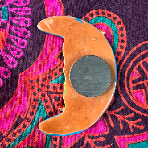 2" Handmade/hand-Painted Moon Fridge Magnet Made in Mexico