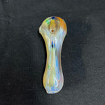 4" glass hand pipe cream/blue/green/gold fumed/silver fumed