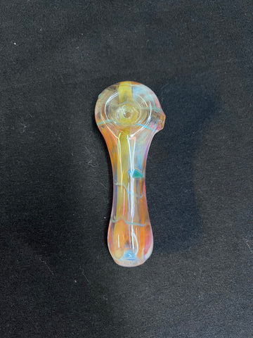 4" glass hand pipe pink/teal/silver fumed