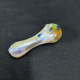 4" glass hand pipe cream/blue/green/gold fumed/silver fumed