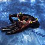 3.25" multi color bracelet w/ sun bead two metal beads