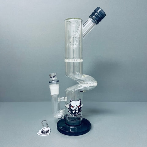 14" Pit Bull Waterpipe Triple Honeycomb Disc ZONG with SMOKE Accents