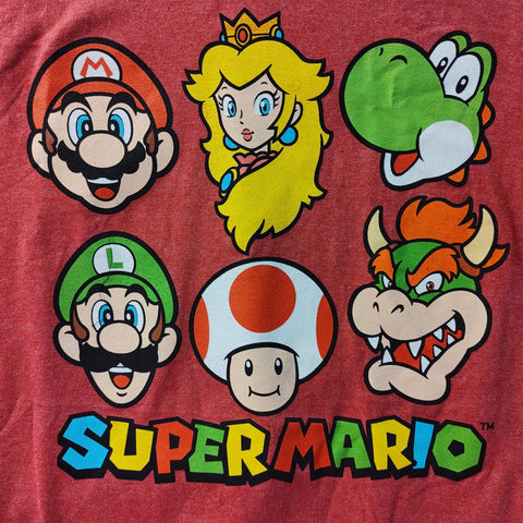 Large Super Mario Red Heather T-Shirt