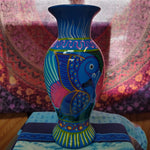 9.5" Blue & Multi-Color Vase-Talavera Pottery from Mexico