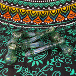 5" Spin & Rake Silver Fumed Dark Green Bubbler by Vince Lown