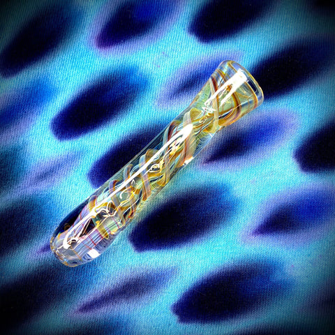 3.5" Gold & Pink Fumed Galaxy Bat by Baked Glass