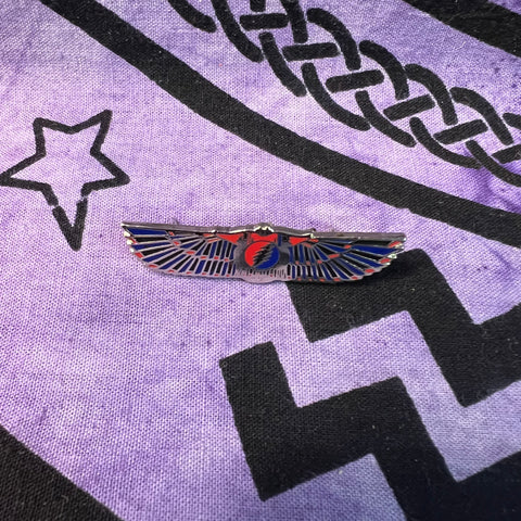 Grateful Dead Bolt Wings Pin-Red,Blue,Silver.