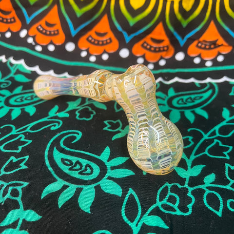 5" Spin & Rake Silver Fumed Yellow Bubbler By Vince Lown