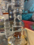 14" Rock Glass Straight Tube w/Ice Catcher/Showerhead Perc Waterpipe Amber Accent