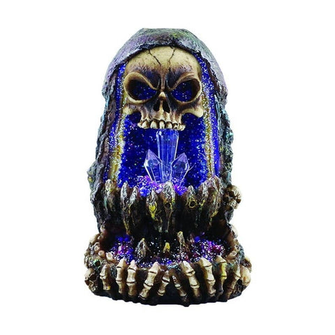 Skull Backflow Cone Burner with LED Light 7" Purple/Blue