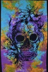 Tye Dye Calavera Skull Twin Size Tapestry