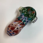 3.25" Multicolor Dotted Dichro Handpipe with White Carb