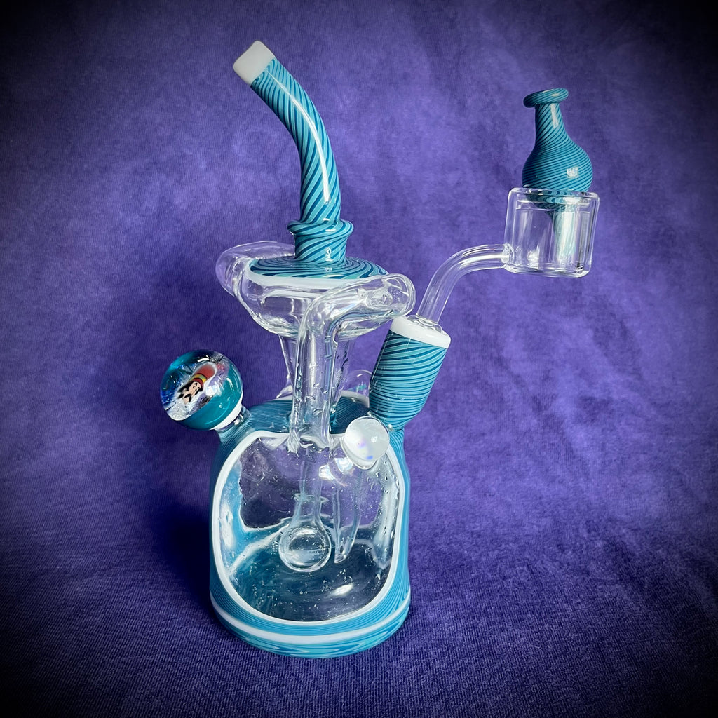 7.75” Striped Blues Double Opal Double Recycler Rig by Pharo – Happy ...