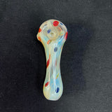 4" glass hand pipe cream/red/blue/green/silver fumed
