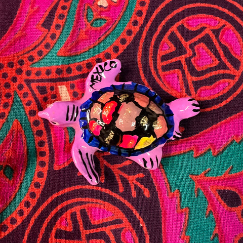 2" Handmade/hand-Painted Swimming Turtle Fridge Magnet Made in Mexico