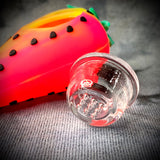 2.5" Keychain Silicone Strawberry Handpipe w/ Glass Bowl