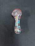 4” glass hand pipe pink/teal/gold fumed