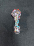 4” glass hand pipe pink/teal/gold fumed