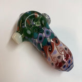 3.25" Multicolor Dotted Dichro Handpipe with White Carb