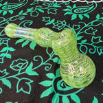 5" Spin & Rake Silver Fumed Green Bubbler by Vince Lown