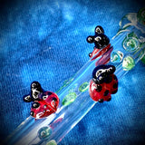 4.75" Glass Dab Straw w/ Ladybugs by Sara Mac