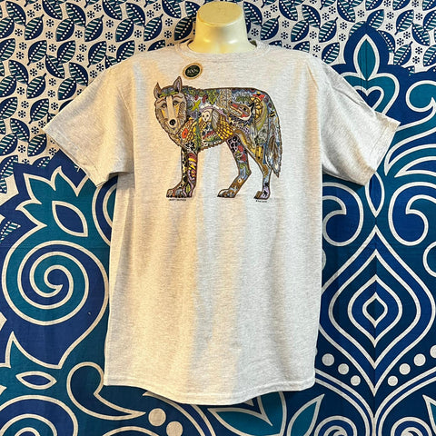 Youth Large Earth Art Wolf Ash T-Shirt