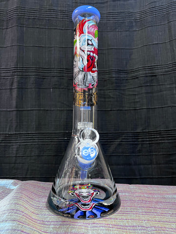 Cheech Glass - 16" 12mm Do You Like to Play Games? Clown Decal Beaker 4lb Waterpipe - w/ 14M Bowl