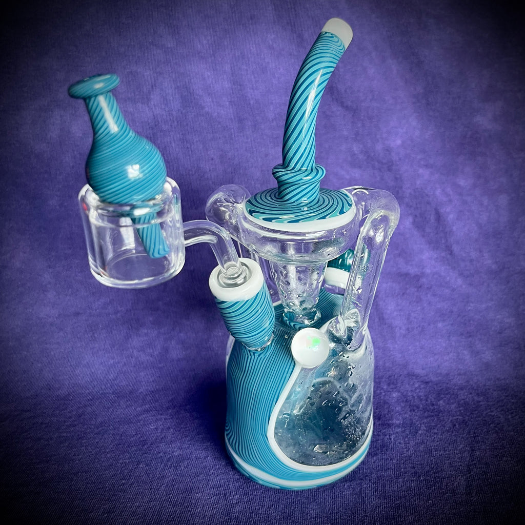 Opalized Rig 7.75” Striped Blues Double Opal Double Recycler Rig by Pharo – Happy ...