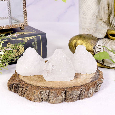 1.25" Clear Quartz Buddha Mini Crystal