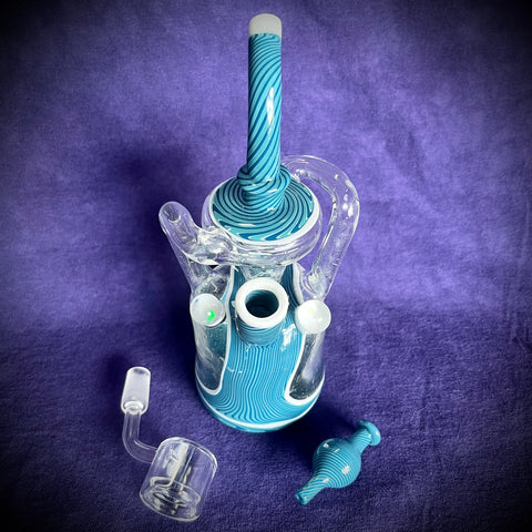 Opalized Rig 7.75” Striped Blues Double Opal Double Recycler Rig by Pharo – Happy ...