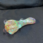 5" glass hand pipe gold/green/silver fumed w/bumps