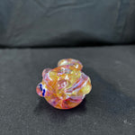 5" glass hand pipe pink/gold/silver fumed w/bumps three blue spots in front bump