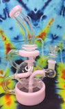 8" Rock Glass Slight-Bent Neck Pink Recycler Waterpipe