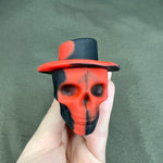 4" Cowboy Hat Skull Silicone Handpipe w/Metal Bowl