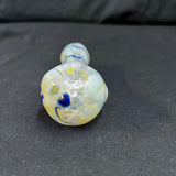4” glass hand pipe cream/blue/gold fumed