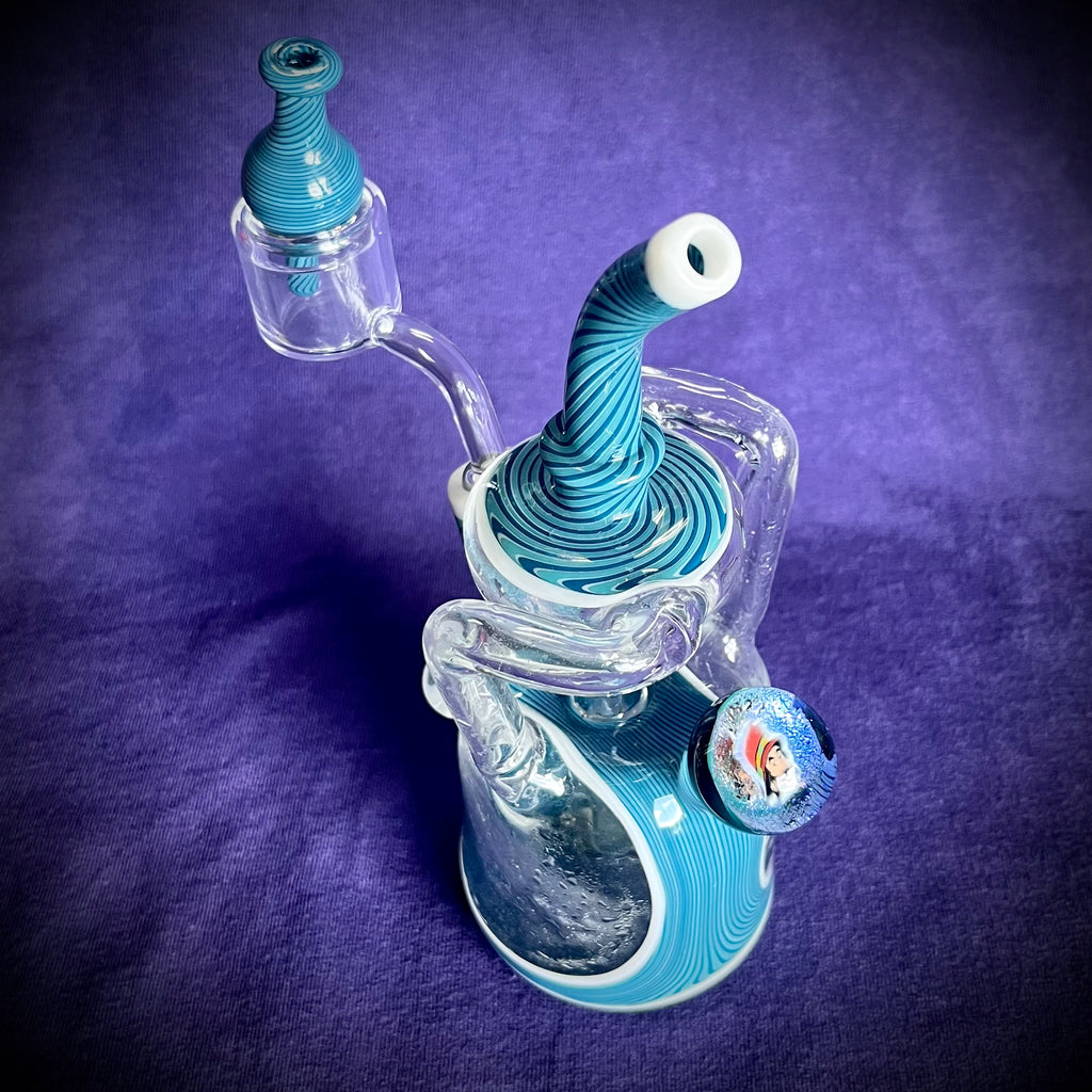 Opalized Rig 7.75” Striped Blues Double Opal Double Recycler Rig by Pharo – Happy ...