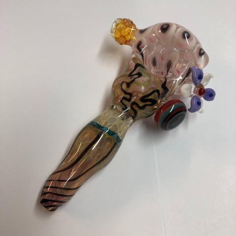 5" Mandela Front Fumed Handpipe with Bumpy Carb, Flower, & Eye Disc