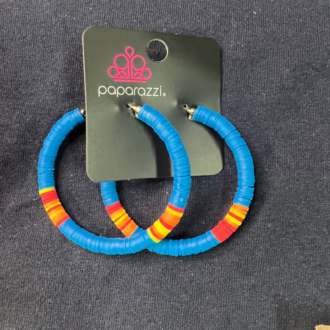 Paparazzi Colorfully Contagious Blue Hoop earring