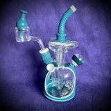 7.75” Striped Blues Double Opal Double Recycler Rig by Pharo